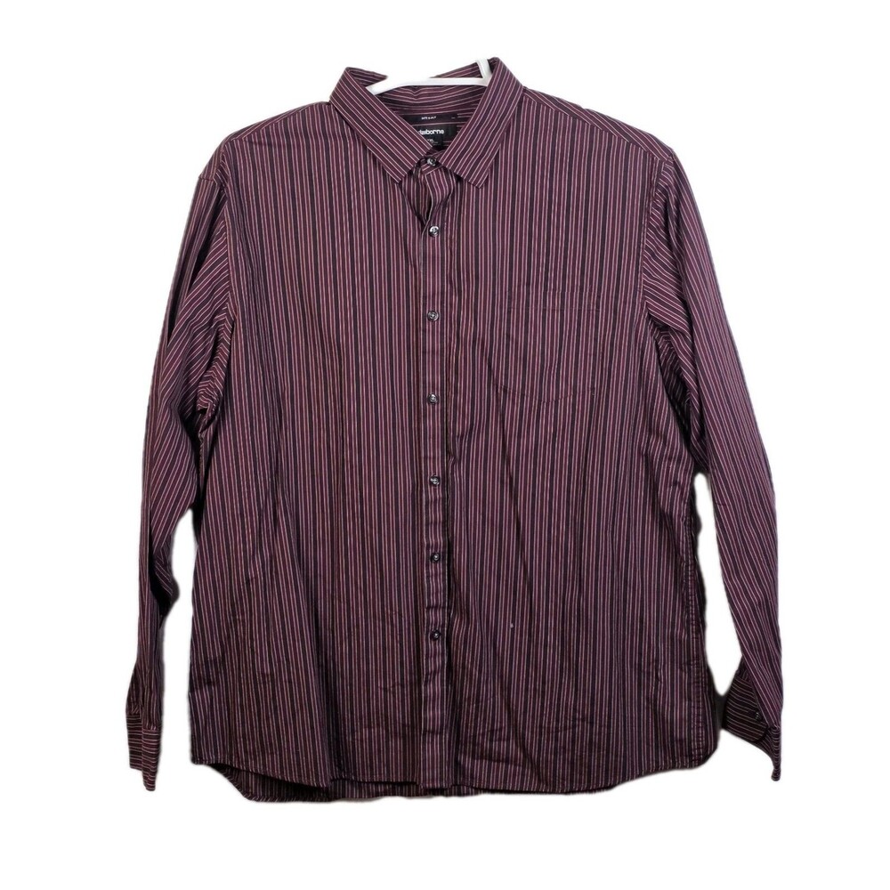 Claiborne Men’s XXL Purple 80's 2-Ply Striped Button Up Shirt